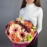 Букет с герберами, розой и хризантемой