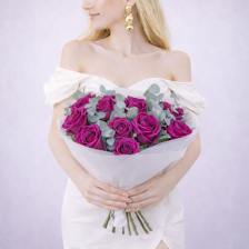 Букет из 11 роз и эвкалипта