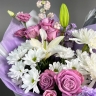 Букет с лилией, розой и хризантемой