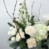 Новогодняя корзина с нобилисом, гвоздикой, гортензией