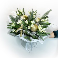 Новогодний букет из нобилиса и альстромерий