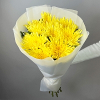 Букет из 9 желтых хризантем