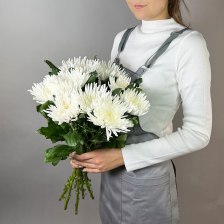 9 белых хризантем