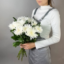 9 белых хризантем