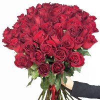Букет из 51 красной розы 80 см по акции